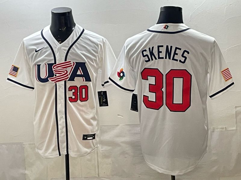 Men 2026 World Cub USA #30 Skenes White Game Nike MLB Jersey style 002